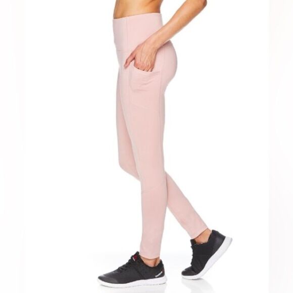 Reebok Size XS Precision High Rise 7/8 Leggings In Pale Mauve Pink NWT - Picture 1 of 11